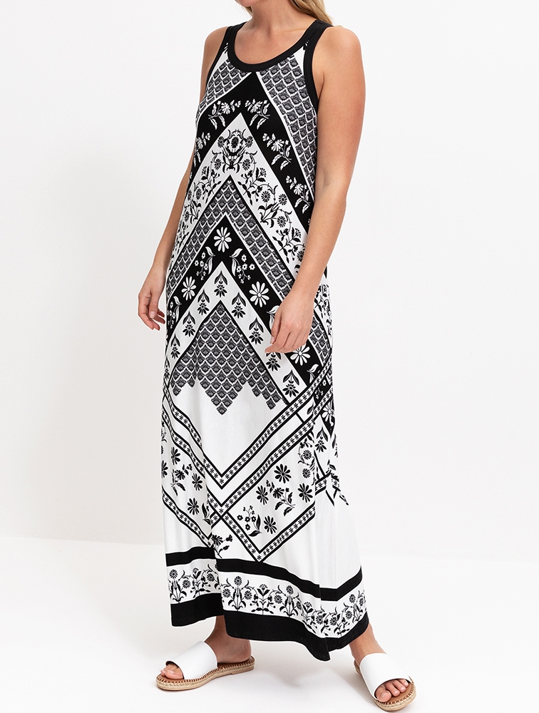 MyRunway Shop Woolworths Cream Print Sleeveless Maxi Dress for